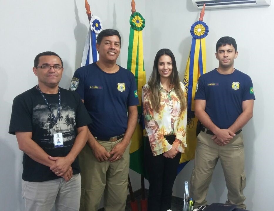Edilez Brito - assessor de Comunicação da PRF-TO; Marcos Valério Soares - superintendente da PRF-TO; Camila Barreto - assessora de Comunicação do SindSeg; Guilherme Francisco - Núcleo de Policiamento da PRF-TO