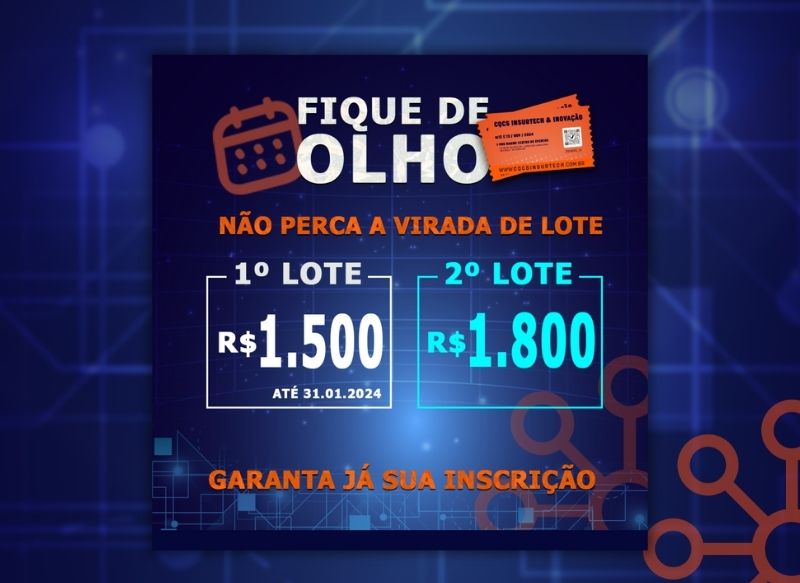 Termina hoje a venda do primeiro lote de ingressos para o CQCS Insurtech & Inovação 2024